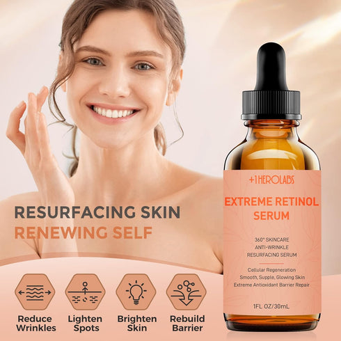 Retinol Serum 2.5% for Face, B5 Resurfacing with Vitamin C, E, Hyaluronic Acid, Anti-Aging, Dark Spot Corrector