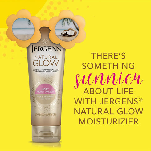 Jergens Natural Glow Sunless Tanning Lotion, Daily Moisturizer, Fair to Medium Skin Tone, 7.5 Ounce