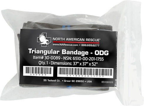 North American Rescue Triangular Bandage NAR Cravat, Cotton Bandaging for Injuries, Wounds, Support, 30-0089