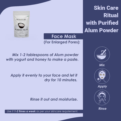 Mi Nature Alum Powder Potassium (Fitkari/Phitkari) - 100% Natural Skincare for Acne, Odor Control & Water Purification