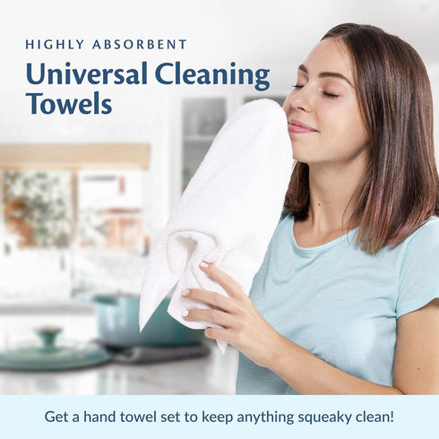 Universal Cleaning Towels - White Bulk 36 Pack, 16” X 19” 100% Cotton Fully Bordered Commercial Grade Terry Weave Cloth
