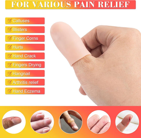 10pcs Gel Finger Cots, Silicone Finger Covers, Thumb Protector Finger Support Caps Gloves