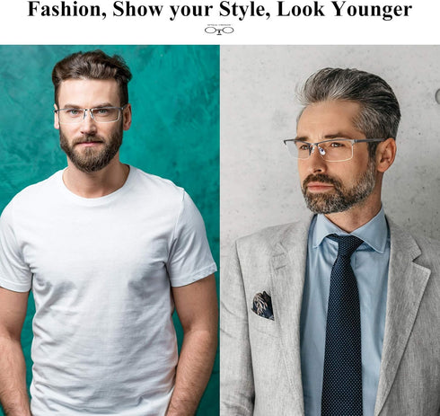 Reading Glasses for Men - 1.5 Blue Light Blocking Metal Readers