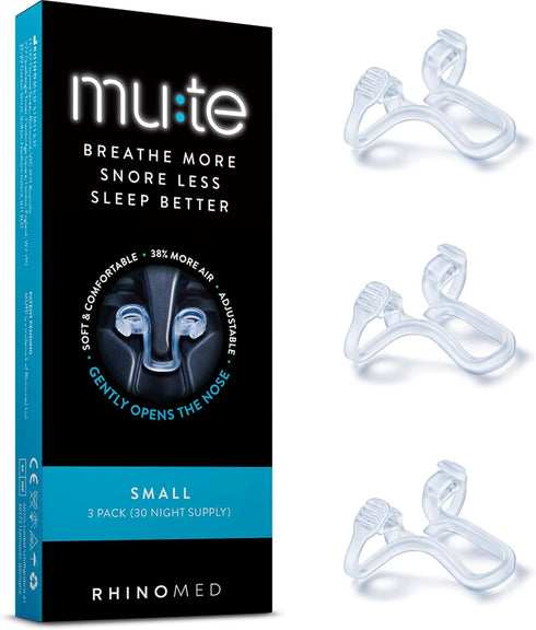 Mute by Rhinomed Nasal Dilator for Snore Reduction | Small 3pk | Anti Snoring Devices | Increase Airflow