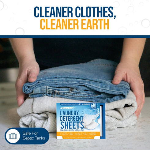 Free and Clear Laundry Detergent Sheets, 120 Loads, Unscented, Hypoallergenic, Liquidless