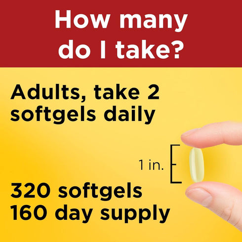 Nature Made Fish Oil 1000 mg Softgels, Omega 3 Fish Oil for Healthy Heart Support, 320 Softgels