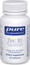 Pure Encapsulations Zinc 30 mg - 60 Capsules, Supplement for Immune System Support, Growth and Development, and Wound