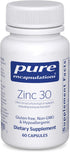 Pure Encapsulations Zinc 30 mg - 60 Capsules, Supplement for Immune System Support, Growth and Development, and Wound