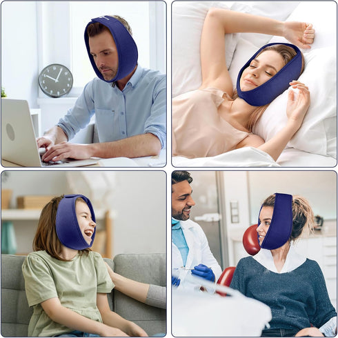 Wisdom Teeth Ice Pack Head Wrap, Blue Face Ice Pack for Oral Surgery Pain Relief with 4 Reusable Cold Therapy Gel Packs