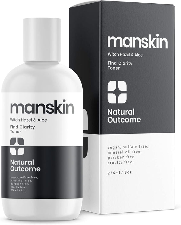 Man Skin Face Toner - Natural Daily Toner with Witch Hazel & Aloe Vera for All Skin Types - 8 Oz