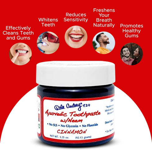 Ayurvedic Mineralizing Toothpaste for Sensitive Teeth - Organic Cinnamon Flavor for Whitening and Fresh Breath (3.25 Oz)