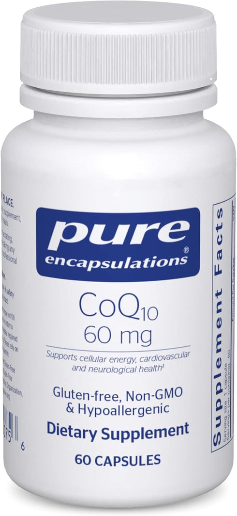 Pure Encapsulations CoQ10 60 mg | Coenzyme Q10 Supplement for Energy, Antioxidants, and Cardiovascular Support | 60
