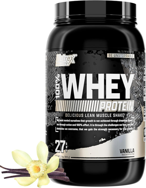 Nutrex Research Vanilla Whey Protein Powder - 2 Pound | 100% Whey Protein Supplement with 25g Protein for Muscle