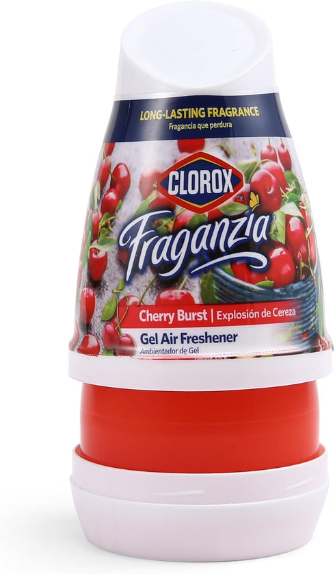 Clorox Fraganzia Gel Air Freshener Cone, Cherry Burst Scent, 6oz, 12 Pack, No-Plug, Battery-Free