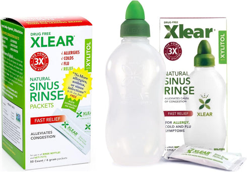 Xlear Natural Xylitol Sinus Rinse Refill, Neti Pot Saline Packets - Nose