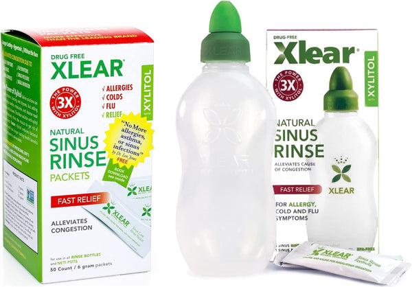 Xlear Natural Xylitol Sinus Rinse Refill, Neti Pot Saline Packets - Nose