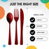 150 Pack Burgundy Plastic Cutlery Set, Heavy Duty Disposable Silverware, 50 Forks, 50 Spoons, 50 Knives for Party