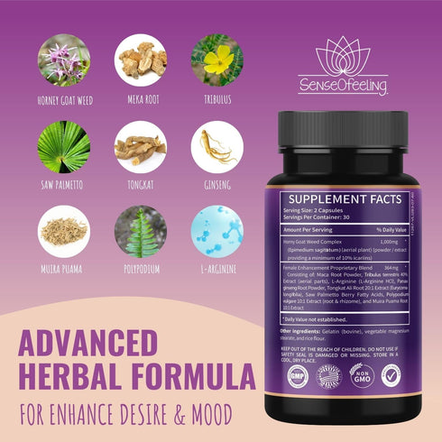 senseOfeeling 60 Sense of Women Natural Female Enhancement Pills | Female Libido Booster for Women to Increase Mood