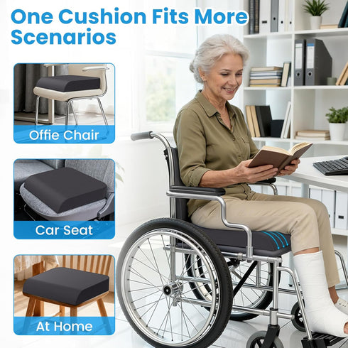 ComfyInLove Tailbone, Wheelchair Seat Cushion - Cooling Gel & Memory Foam Office Chair Cushion with Non-Slip Bottom