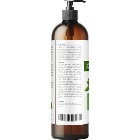 Velona Jojoba Oil, 8 fl oz | 100% Pure & Natural Carrier Oil | Clear, Refined, Cold Pressed for Skin Care