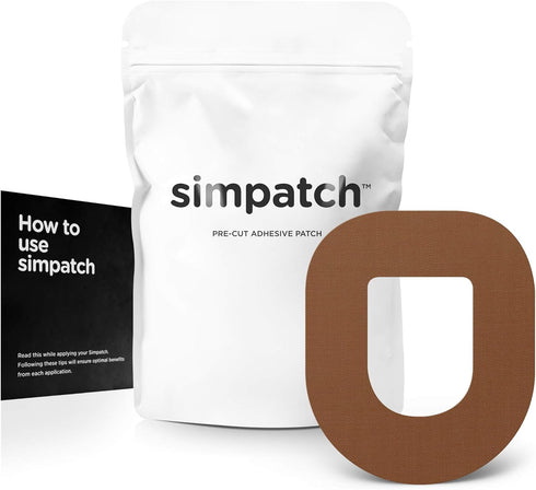 SIMPATCH Adhesive Patch for OmniPod - Pack of 25 - Available in Multiple Colors (Brown)