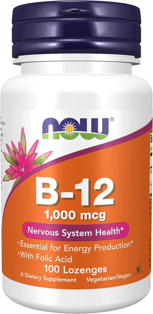 Now Foods Vitamin B-12, 1000 mcg, 100 Lozenges for Energy & Metabolism Support