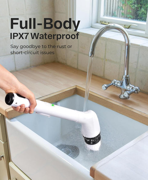 LyriFine Electric Spin Scrubber, 2024 New Full-Body IPX7 Waterproof Bathroom Cleaner Brush with Long Handle & 2 Speed