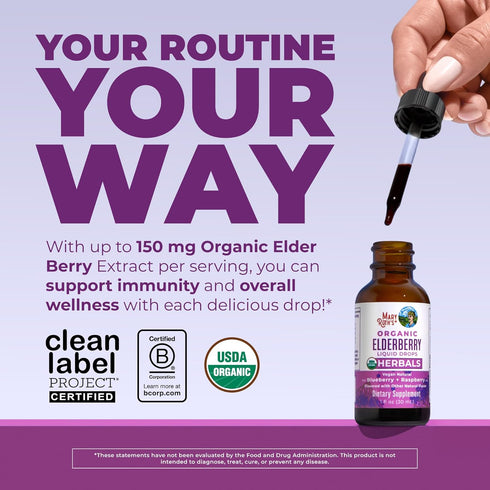 Immune 1 Oz MARYRUTH'S Elderberry Liquid Drops for Adults & Kids | Support | Antioxidant | Overall Wellness | Elder