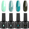 senvenski Teal Gel Nail Polish Kit - UV/LED Soak Off Nail Art Set with Blue Glitter, Manicure Gift Kit for Women