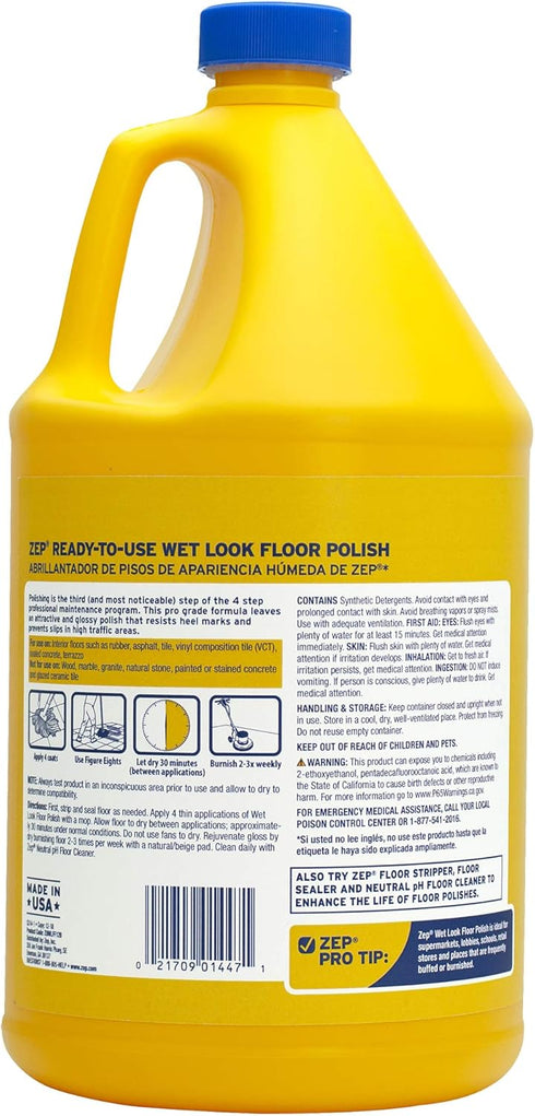 Zep Wet-Look Floor Polish - 1 Gallon ZUWLFF128 for Long Lasting Shine