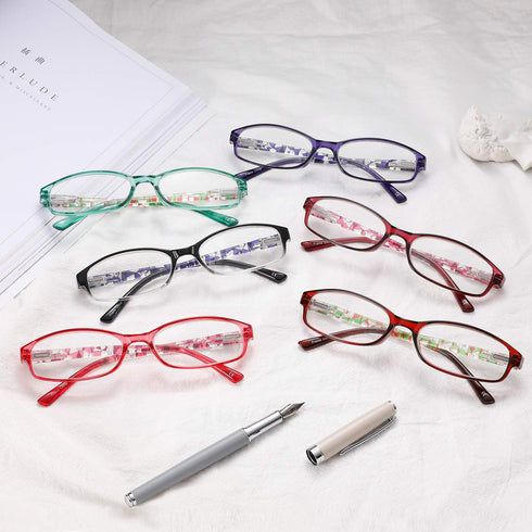 IVNUOYI 6 Pack Reading Glasses, Blue Light Blocking, Fashion Ladies Spring Hinge Readers, Anti Glare UV Eyeglasses 2.5