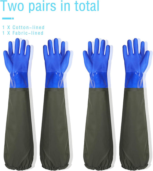 Extra Long Rubber Gloves - Elbow Length, Heavy Duty Waterproof Gloves for Kitchen Cleaning, PVC Reusable, 27.5 Inches,