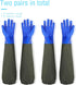 Extra Long Rubber Gloves - Elbow Length, Heavy Duty Waterproof Gloves for Kitchen Cleaning, PVC Reusable, 27.5 Inches,