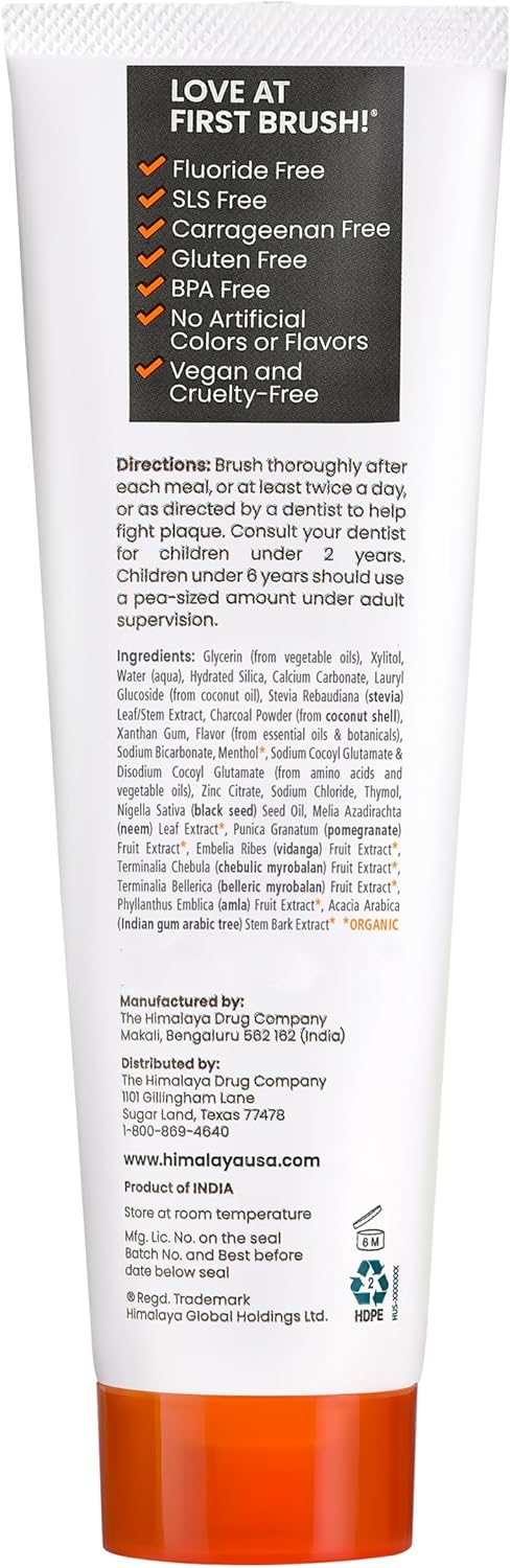 Himalaya Botanique Whitening Antiplaque Toothpaste - Charcoal and Black Seed Oil for Whiter Teeth, 4 oz