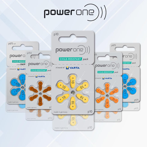 powerone Size 13 Hearing Aid Batteries, Zinc Air P13, Pack of 60