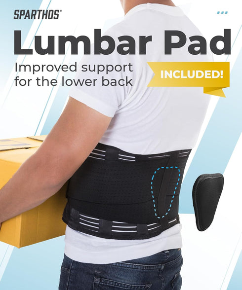 Sparthos Back Brace for Lower Back Pain, Immediate Relief from Sciatica, Herniated Disc, Breathable Design for Work