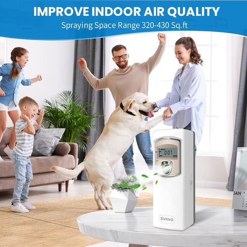 SVAVO Automatic LCD Fragrance Dispenser, Wall Mount/Free Standing, Programmable Aerosol Spray, White