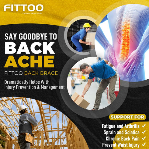 FITTOO Back Brace - Removable Suspenders & Lumbar Pad for Back Pain Relief, Heavy Lifting Support for Men & Women