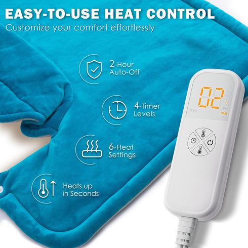 Neck and Shoulders Heating Pad, Weighted Pain Relief Pad, 6 Heat Settings, Auto-Off, Gifts for Men, Women, Dad, Mom