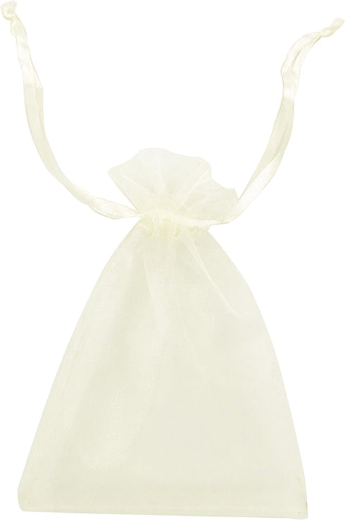 ATCG 100pcs 3x4 Inches Drawstring Organza Pouches, Ivory, Wedding Party Jewelry Favor Bags.