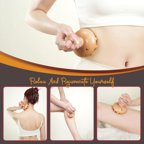 PYSEAN Wooden Mushroom Massager, Wooden Body Contouring Therapeutic Tool, Anti Cellulite, Lymphatic Drainage, Muscle