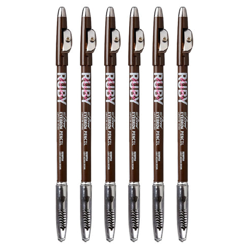 Kiss Go Brow Eyebrow Wooden Pencil, Light Medium Brown (6 Pieces)
