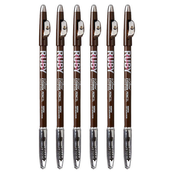 Kiss Go Brow Eyebrow Wooden Pencil, Light Medium Brown (6 Pieces)