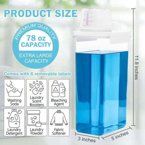 Laundry Detergent Dispenser 3 Pack Laundry Soap Dispenser 78 oz Liquid Detergent Dispenser for Laundry Room Organization with 6 Removable Labels for Detergent Softener Bleach Powder Soda etc by Monrocco