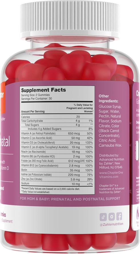 Zahler Chapter Six Prenatal Gummies, Grape, 60 Gummies