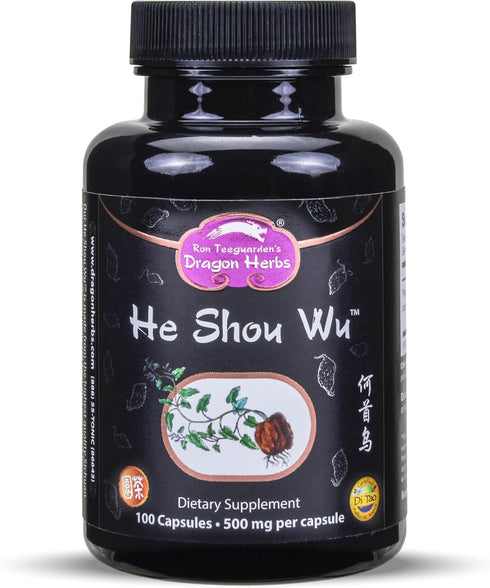 Dragon Herbs He Shou Wu Supplement for Energy, Mood, Immune Support, Healthy Aging, Hair - 100 Capsules