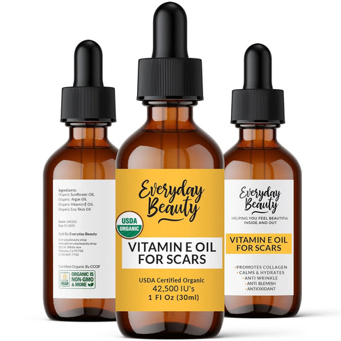 Organic Vitamin E Oil for Scars - All Natural & Vegan Skin Moisturizer 1oz - Light and Unscented for Scars, Wrinkles,