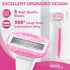Razors for Women with 2 Non-Slip Handles, 14 Razor Refills, 5 Premium Blades, Disposable Razor with Shower Holder, Pink