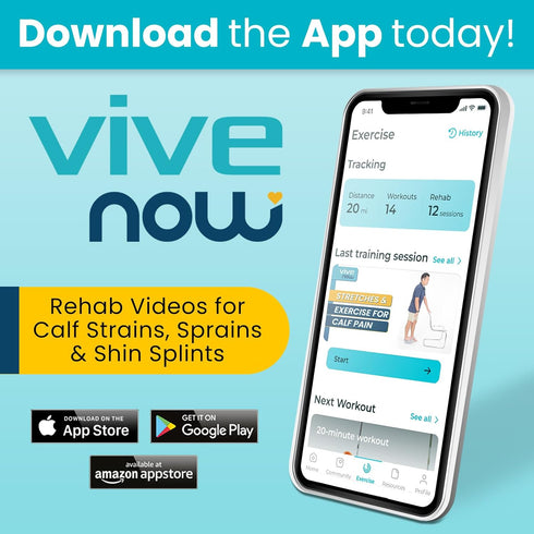 Vive Calf Brace - Adjustable Shin Splint Support, Lower Leg Compression Wrap for Pain Relief, Reduces Muscle Swelling