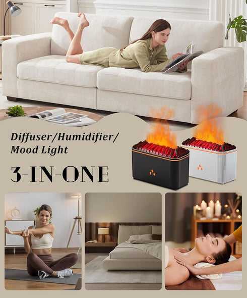Lmzoka 7 Essential Oil Diffuser, Flame Air Aromatherapy Diffuser, Color Changing Light, Aromatherapy Humidifier
